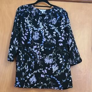 Croft & Barrow Black Floral Blouse